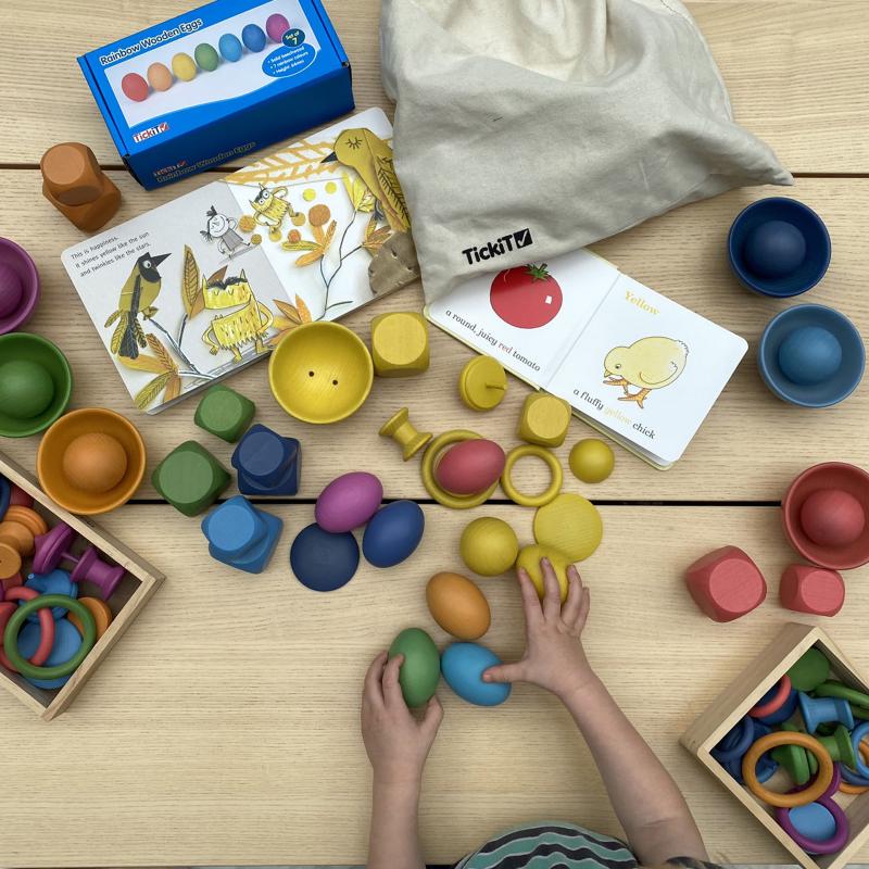 Rainbow Wooden Eggs, Learning SPACE