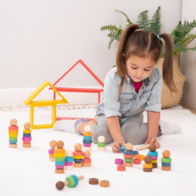 Rainbow Wooden Community People - Pk15 / 75 pieces, Learning SPACE