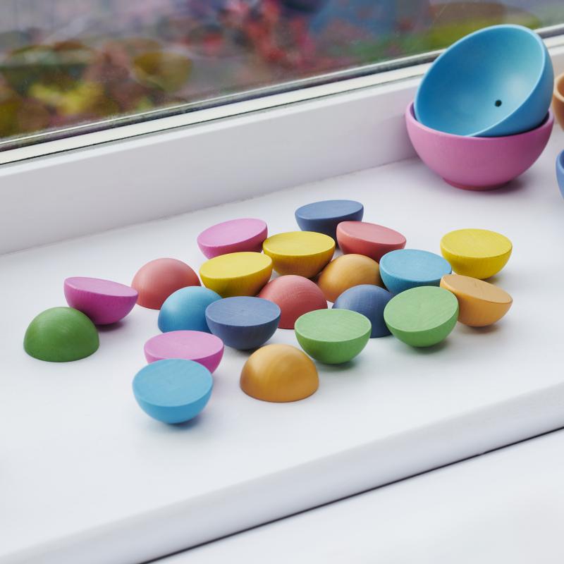 Rainbow Wooden Semispheres - Pk21, Learning SPACE