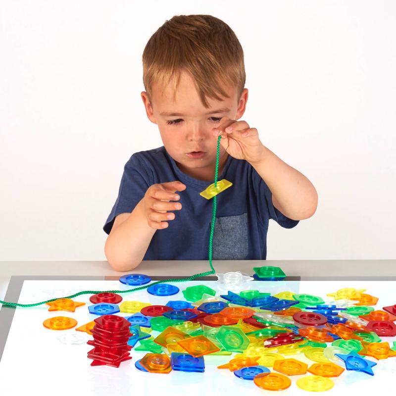 Translucent Stackable Buttons - Pk144 + 12 Laces, Maths Toys Learning SPACE