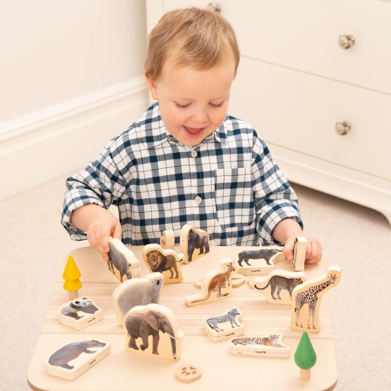 Wooden Wild Animal Blocks - Pk15, Learning SPACE