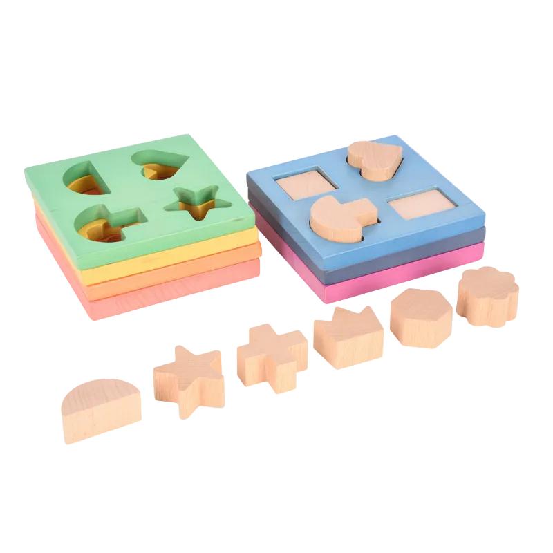 Rainbow Wooden Shape Stacker, Learning SPACE