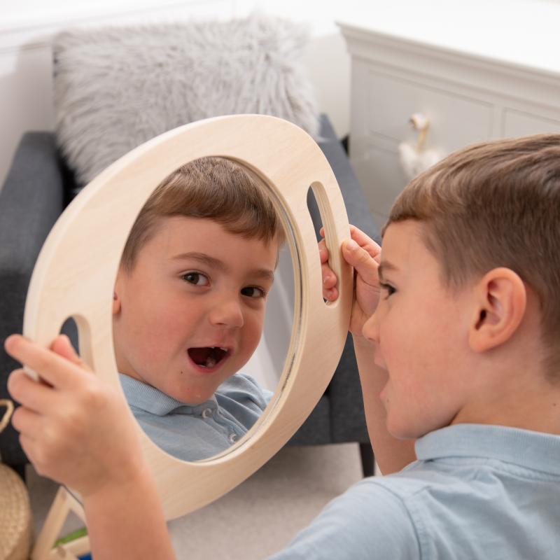 Hand Held Wooden Mirror, Learning SPACE