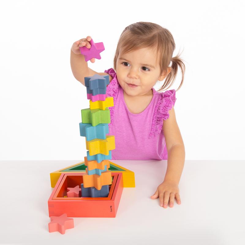 Rainbow Wooden Stars - Pk21, Learning SPACE