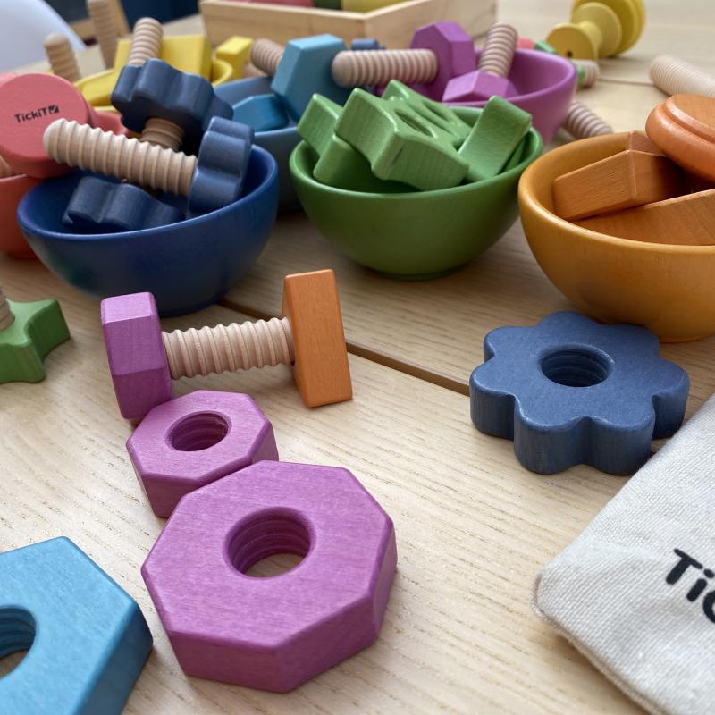 Rainbow Wooden Bowls - Pk7, Learning SPACE