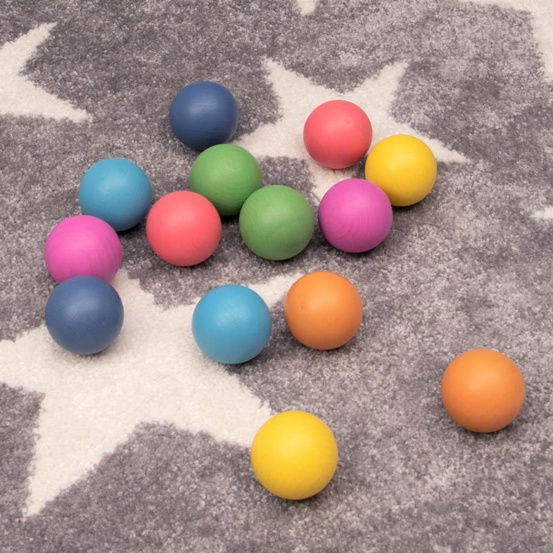 Rainbow Wooden Balls - Pk14, Learning SPACE