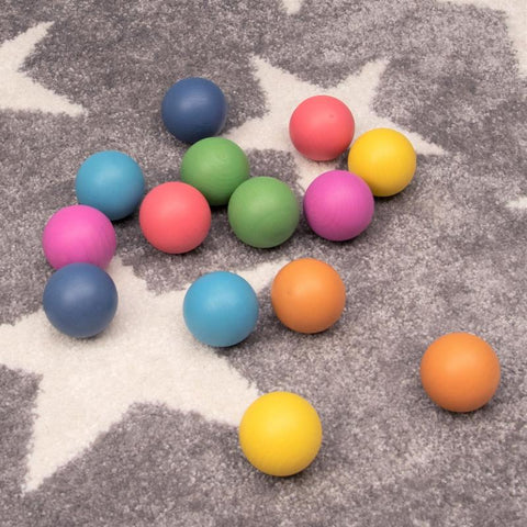 Rainbow Wooden Balls - Pk14, Learning SPACE