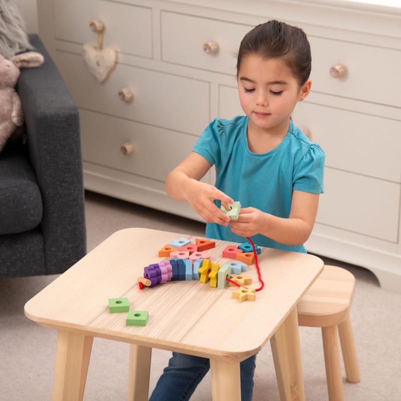 Rainbow Wooden Lacing Shapes - 28 pieces + 1 lace, Learning SPACE