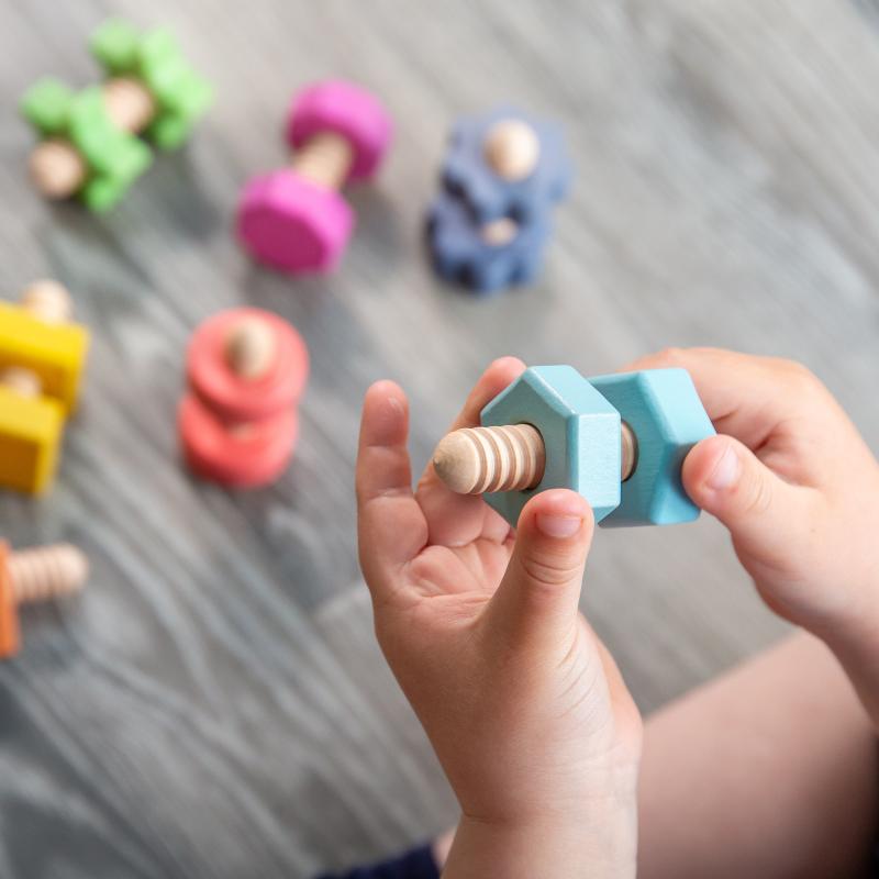 Rainbow Wooden Nuts & Bolts - Pk7, Learning SPACE