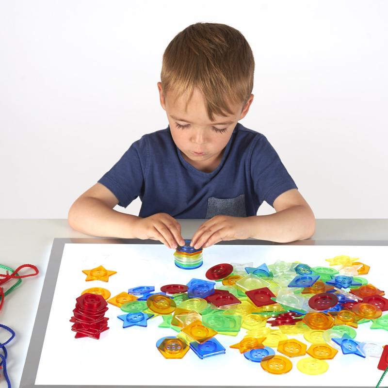 Translucent Stackable Buttons - Pk144 + 12 Laces, Maths Toys Learning SPACE