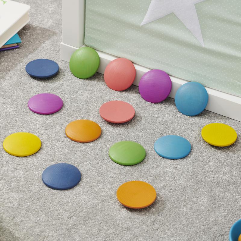 Rainbow Wooden Discs, Learning SPACE