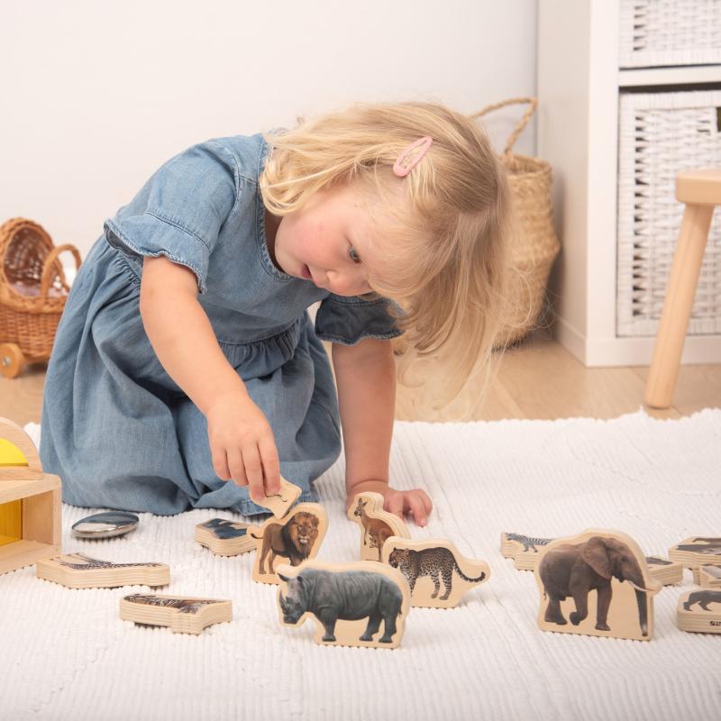 Wooden Wild Animal Blocks - Pk15, Learning SPACE