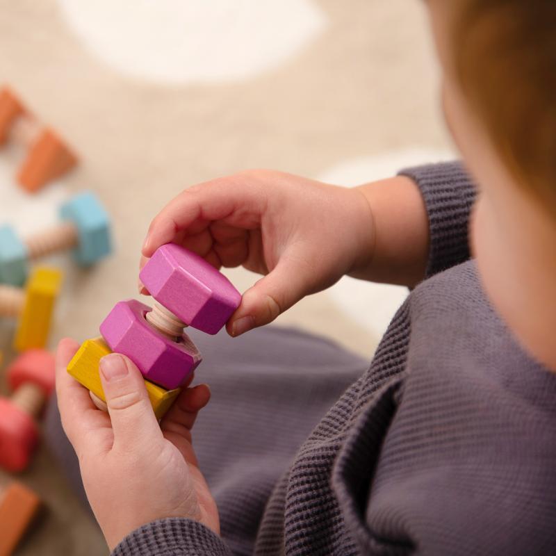 Rainbow Wooden Nuts & Bolts - Pk21, Learning SPACE
