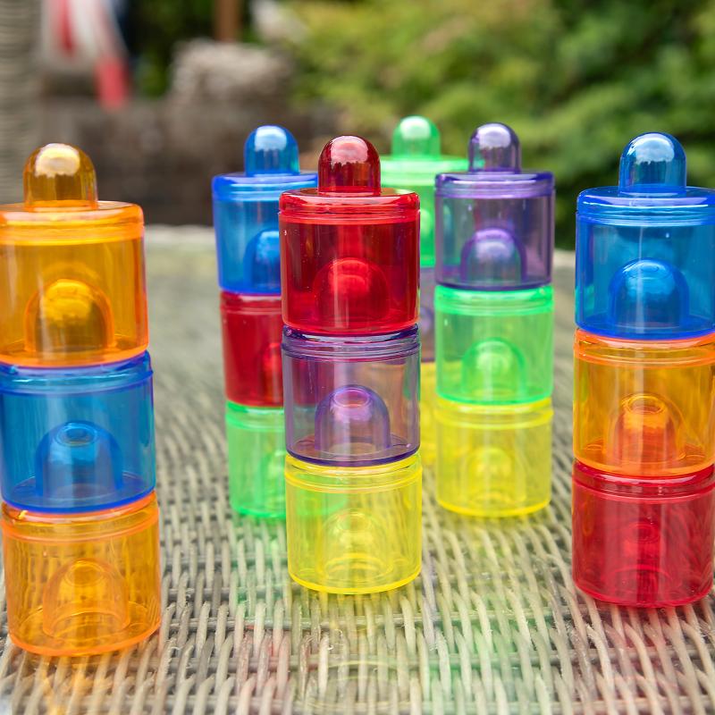 Translucent Colour Stackable Pot Set - Pk18, Learning SPACE