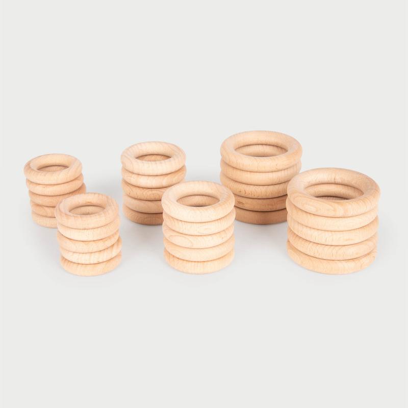 Natural Wooden Rings - Pk10, Learning SPACE