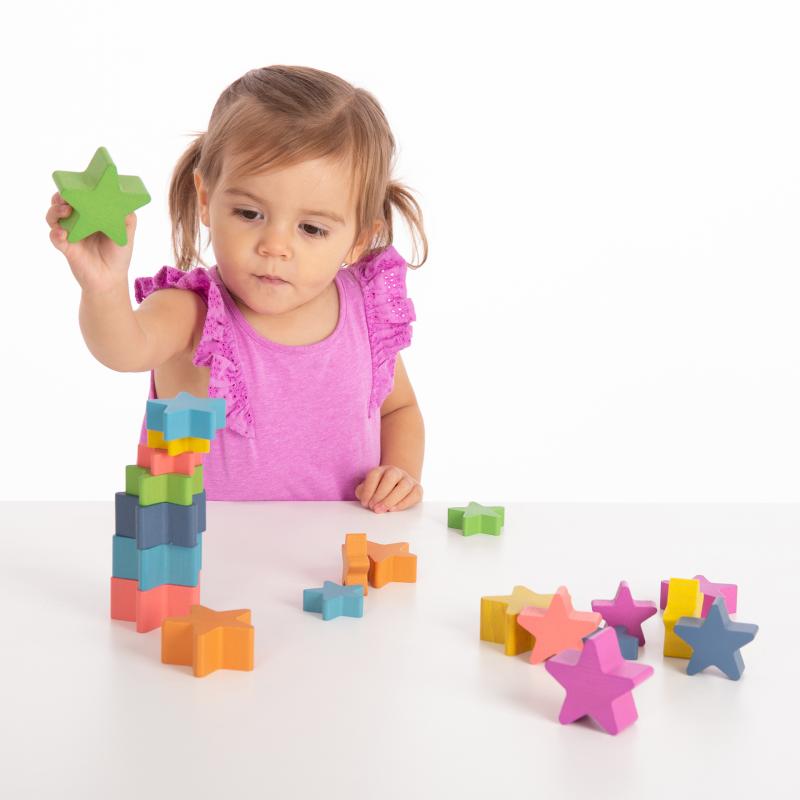 Rainbow Wooden Stars - Pk21, Learning SPACE
