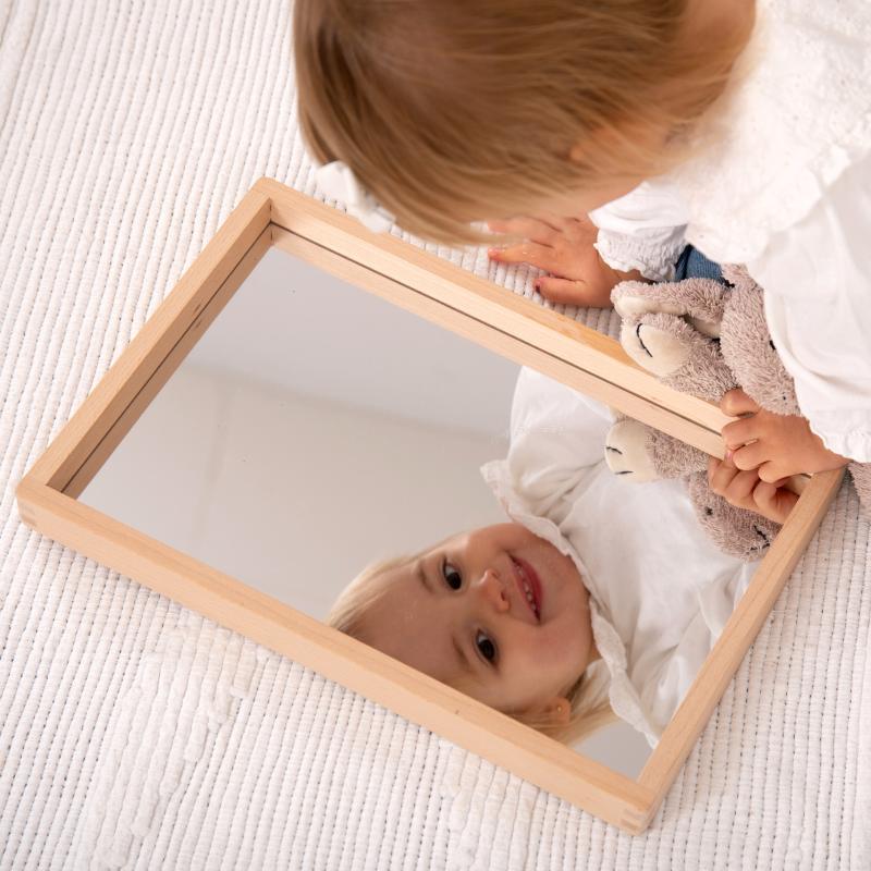 Small Wooden Mirror Tray, Learning SPACE