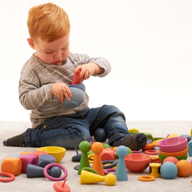 Rainbow Wooden Bowls - Pk7, Learning SPACE