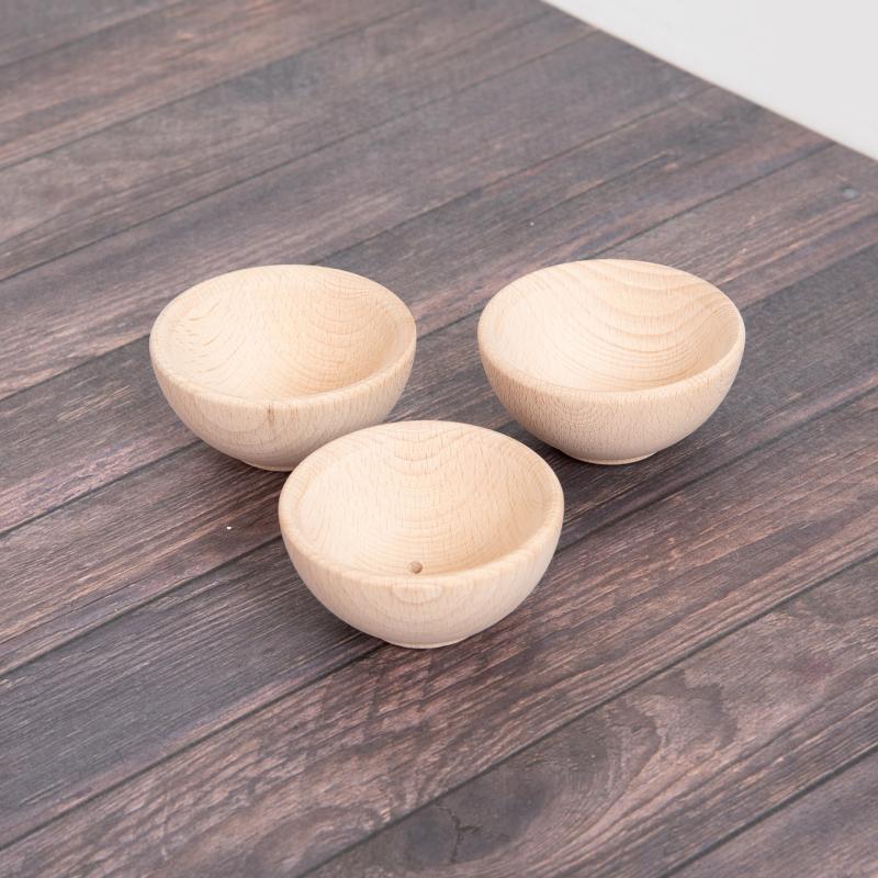 Natural Wooden Bowls (92 mm) – Pack of 3, Learning SPACE