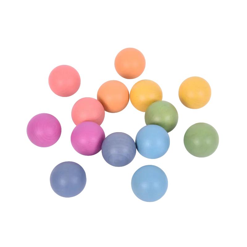 Rainbow Wooden Balls - Pk14, Learning SPACE