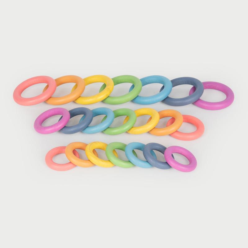 Rainbow Wooden Rings - Pk21, Learning SPACE