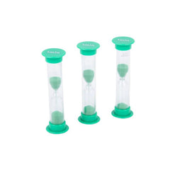 Mini Sand Timers Pk3 - 1 Minute (Green), Learning SPACE