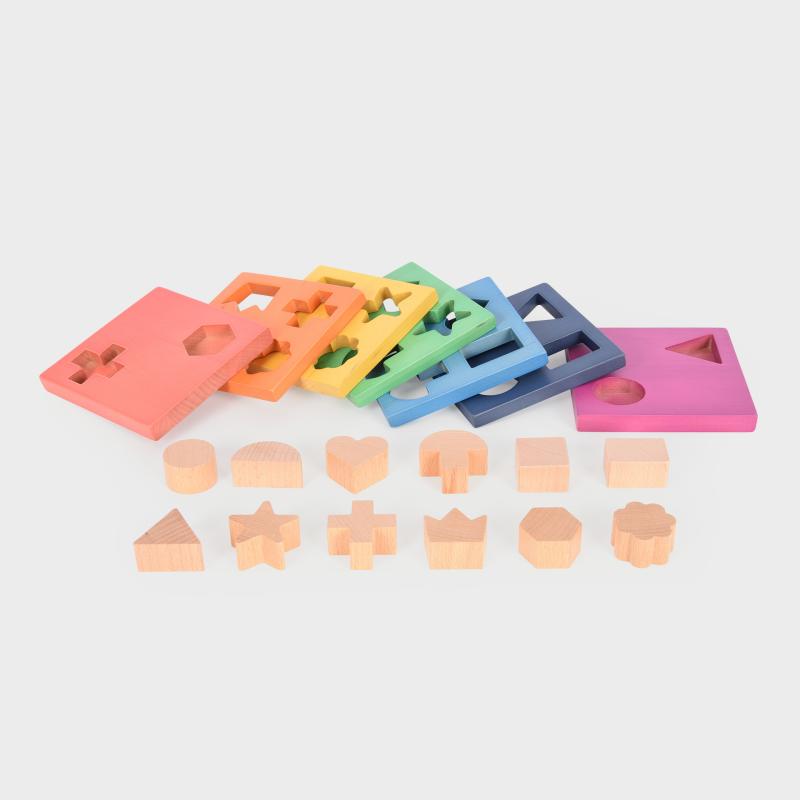 Rainbow Wooden Shape Stacker, Learning SPACE