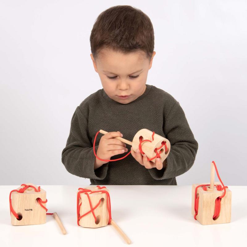 Wooden Lacing Shapes - Pk4, Learning SPACE