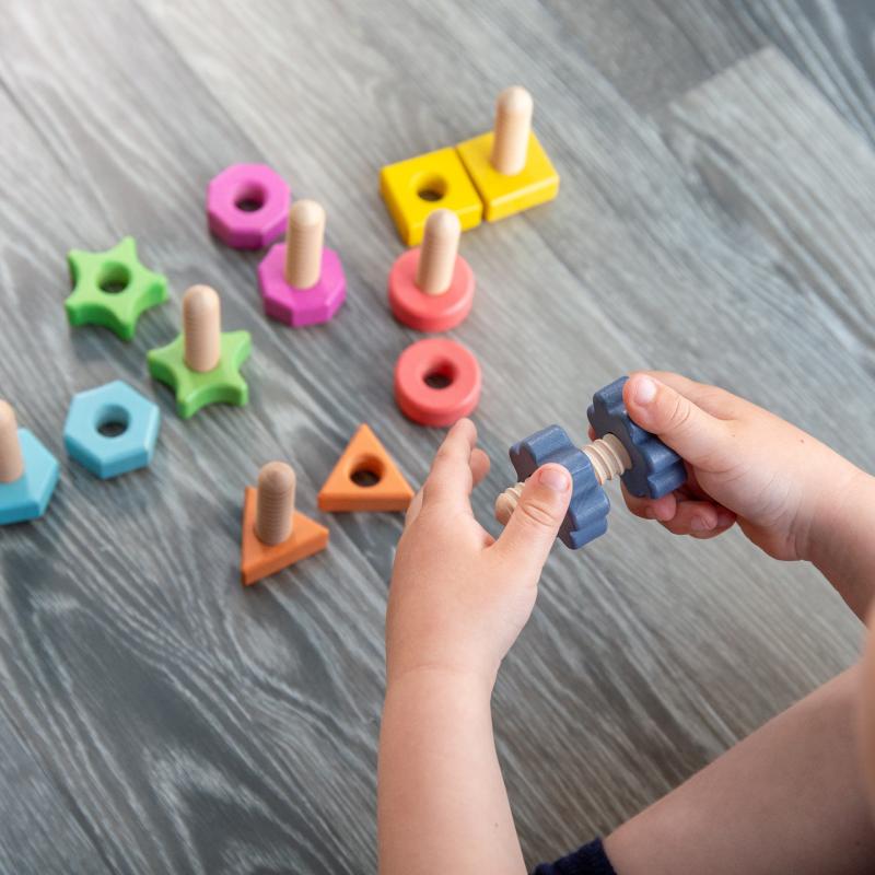 Rainbow Wooden Nuts & Bolts - Pk7, Learning SPACE