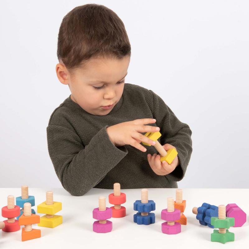 Rainbow Wooden Nuts & Bolts - Pk21, Learning SPACE