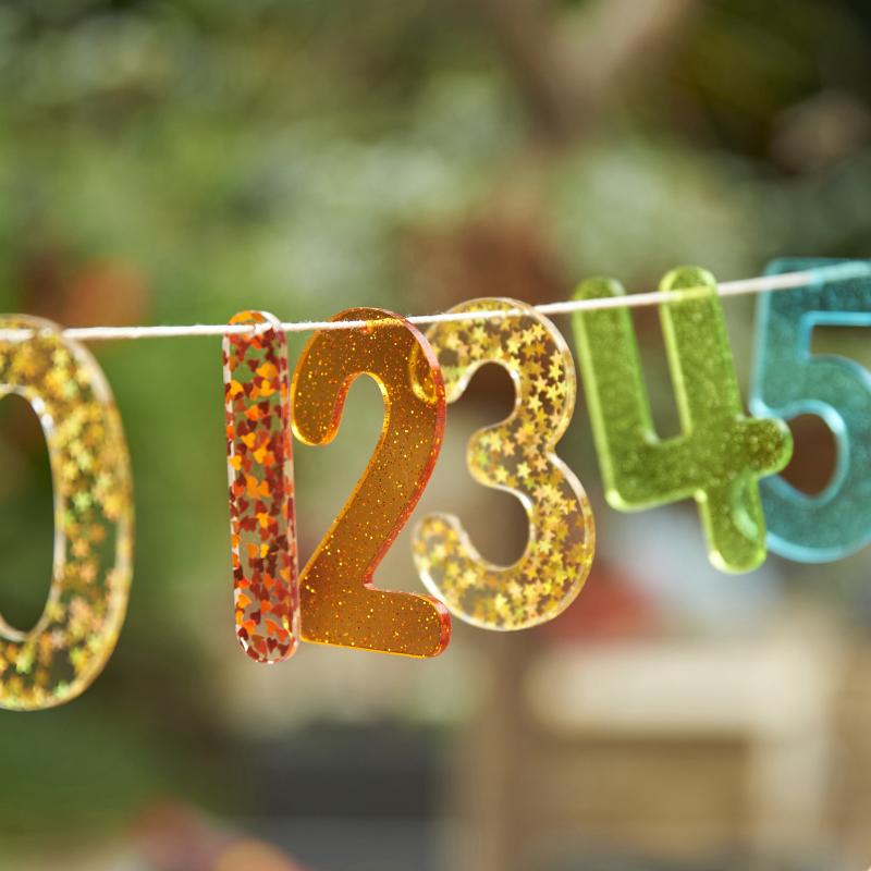 Rainbow Glitter Numbers - Pk14, Learning SPACE