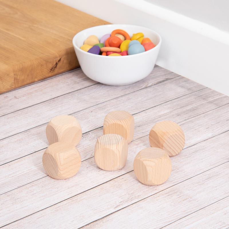 Natural Wooden Cubes (40 mm) – Pack of 6, Learning SPACE