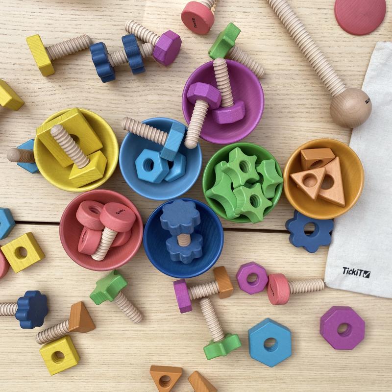 Rainbow Wooden Bowls - Pk7, Learning SPACE