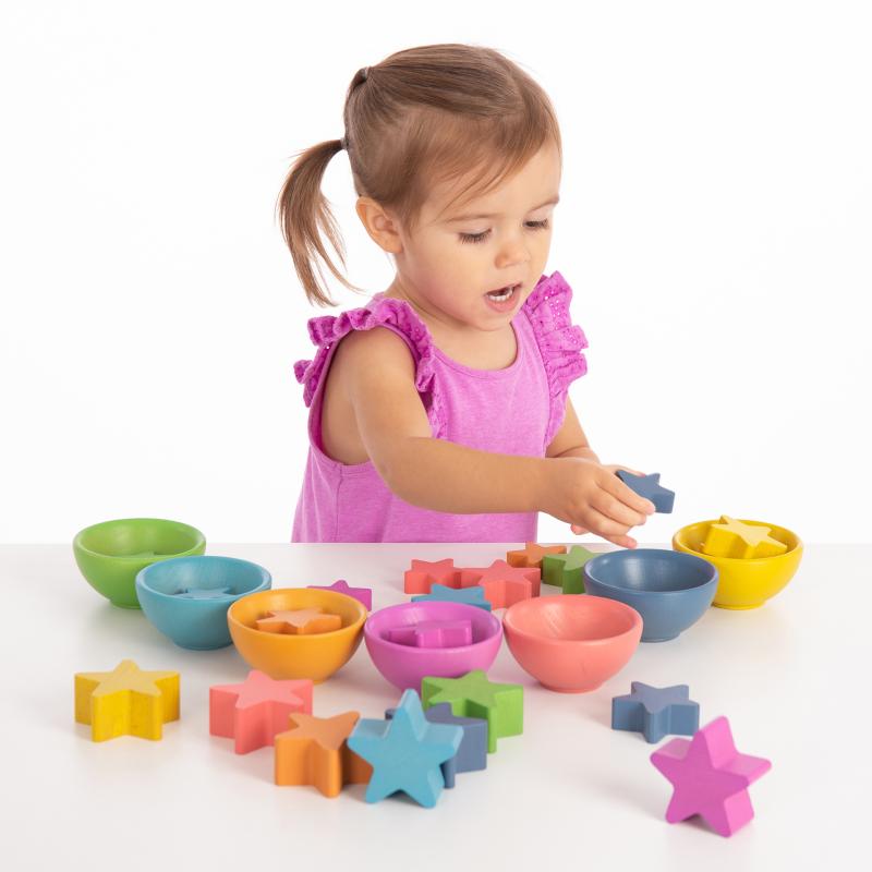 Rainbow Wooden Bowls - Pk7, Learning SPACE
