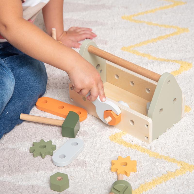 Wooden Toy Tool Kit 17 Piece Set, Learning SPACE