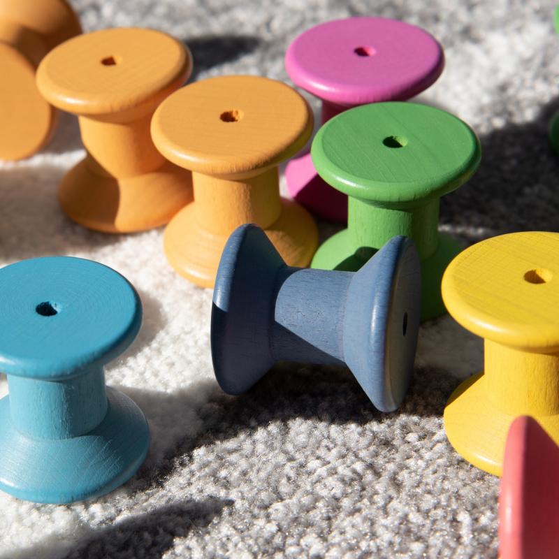 Rainbow Wooden Spools, Learning SPACE