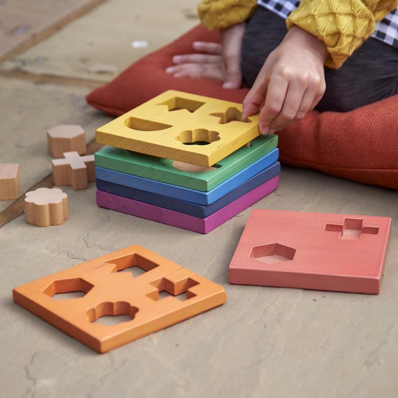 Rainbow Wooden Shape Stacker, Learning SPACE