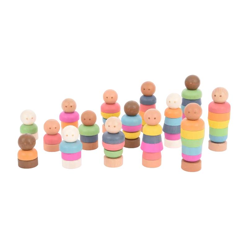 Rainbow Wooden Community People - Pk15 / 75 pieces, Learning SPACE
