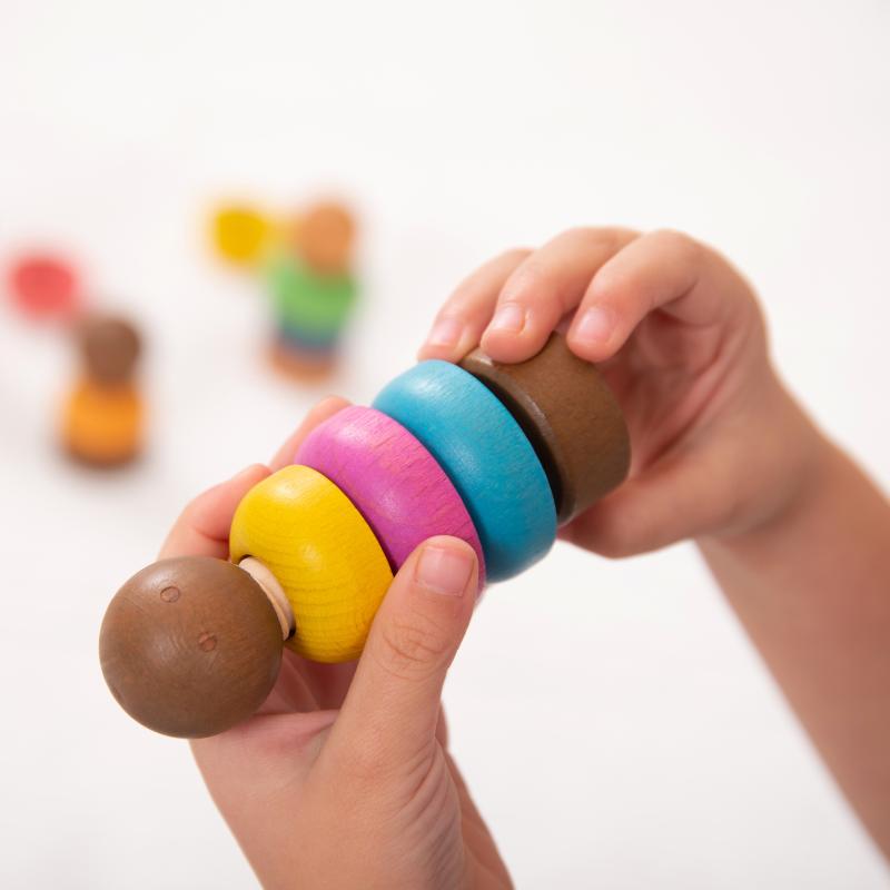 Rainbow Wooden Community People - Pk15 / 75 pieces, Learning SPACE