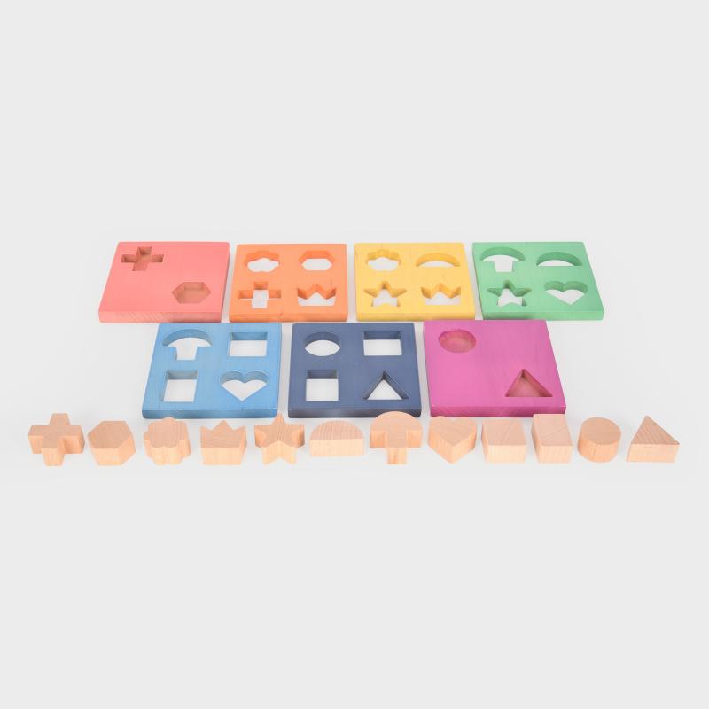 Rainbow Wooden Shape Stacker, Learning SPACE