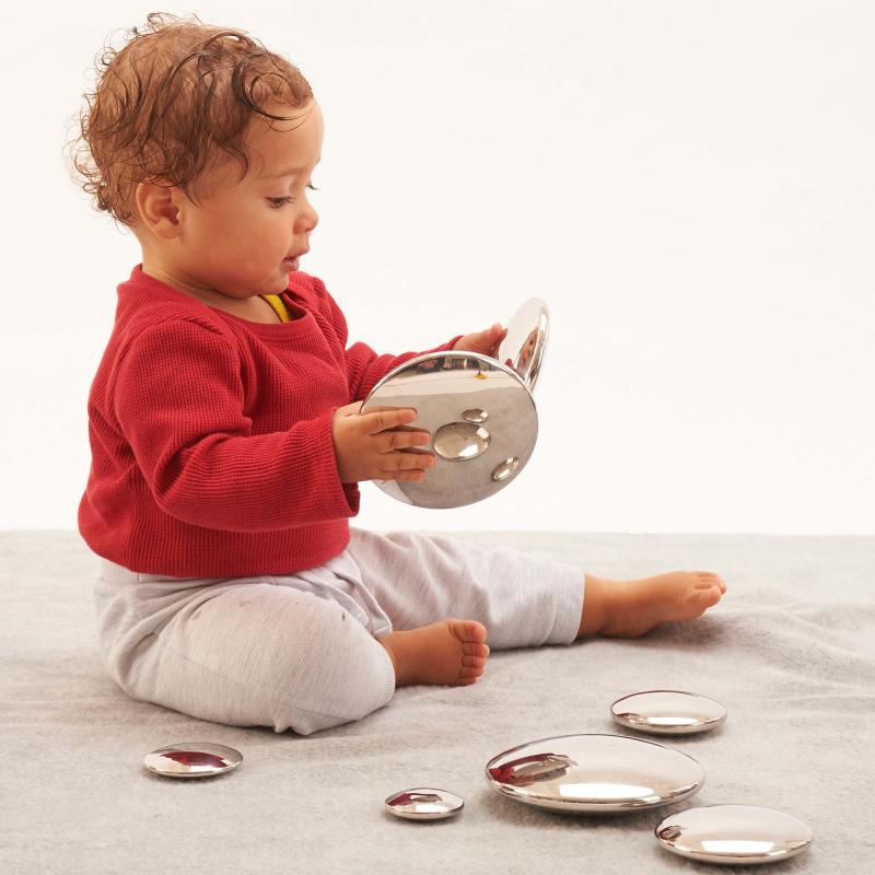 Sensory Reflective Silver Buttons - Pk7, Sensory toy Learning SPACE