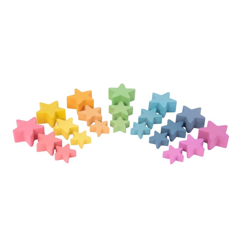 Rainbow Wooden Stars - Pk21, Learning SPACE