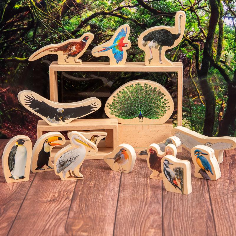 Wooden Bird Blocks Pk15, Learning SPACE
