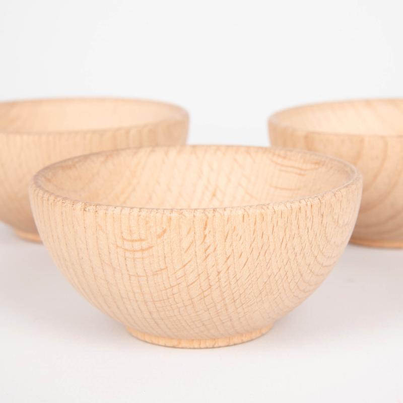 Natural Wooden Bowls (92 mm) – Pack of 3, Learning SPACE