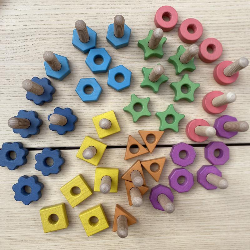 Rainbow Wooden Nuts & Bolts - Pk21, Learning SPACE