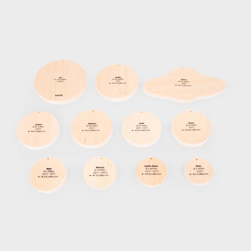 Wooden Solar System Discs - Pk11, Learning SPACE
