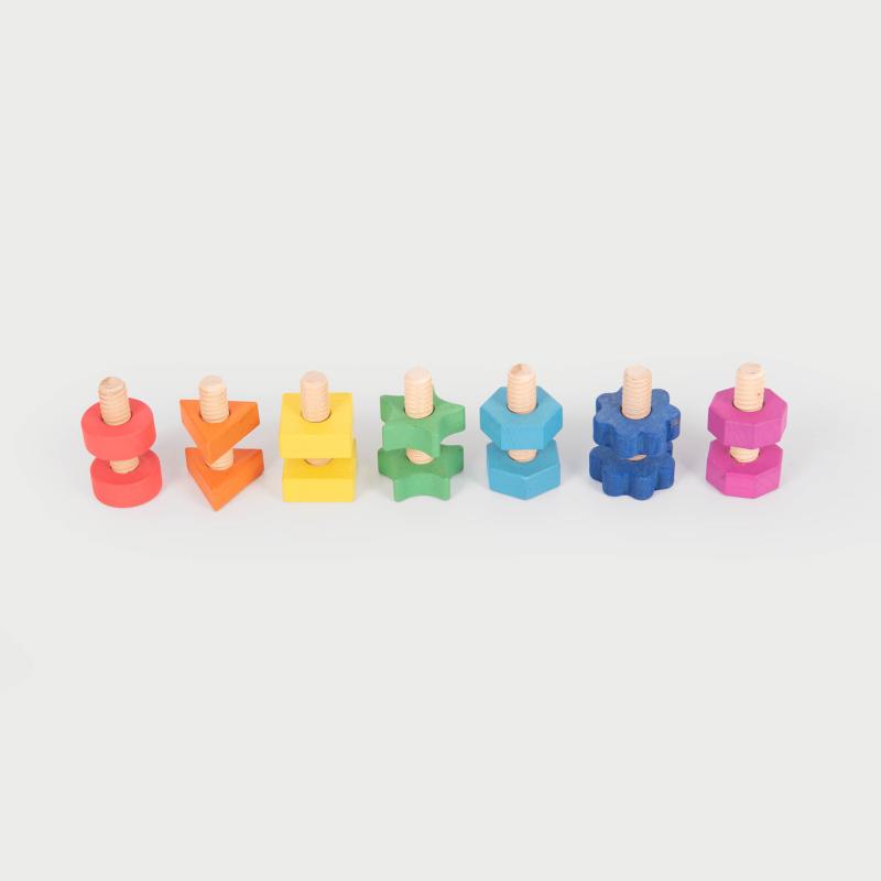 Rainbow Wooden Nuts & Bolts - Pk7, Learning SPACE