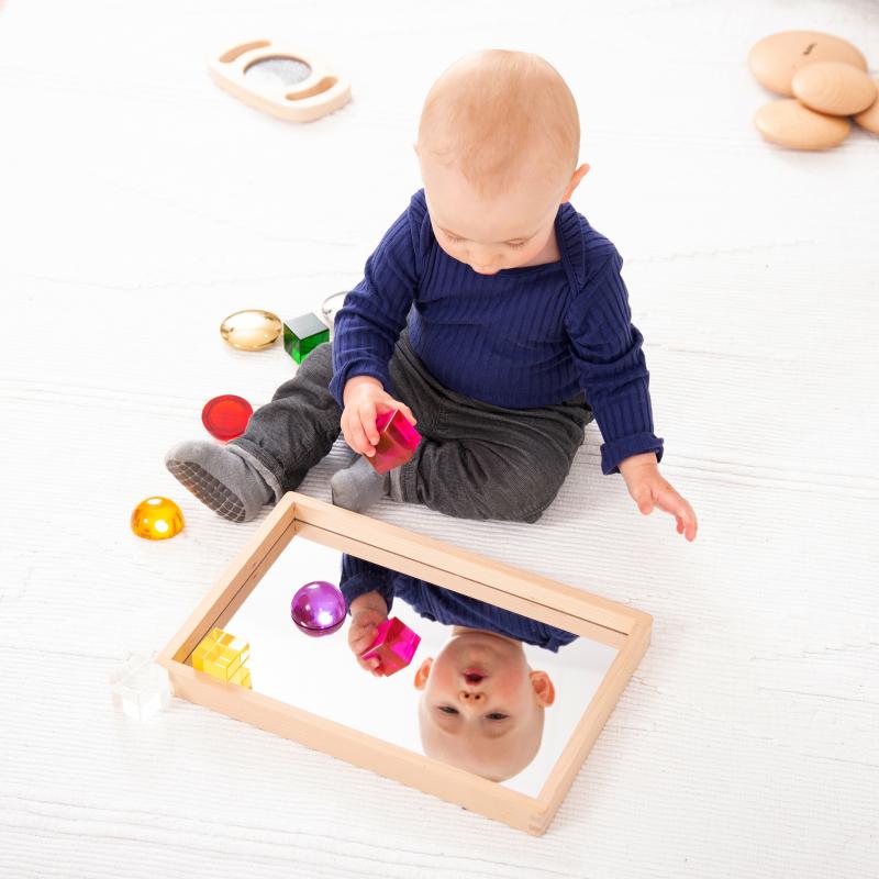 Small Wooden Mirror Tray, Learning SPACE