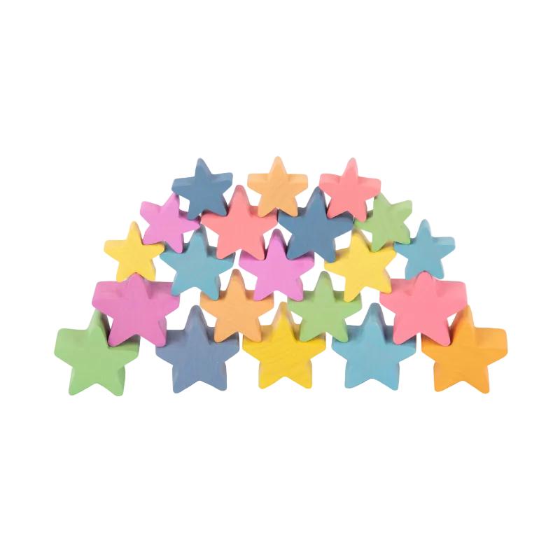 Rainbow Wooden Stars - Pk21, Learning SPACE