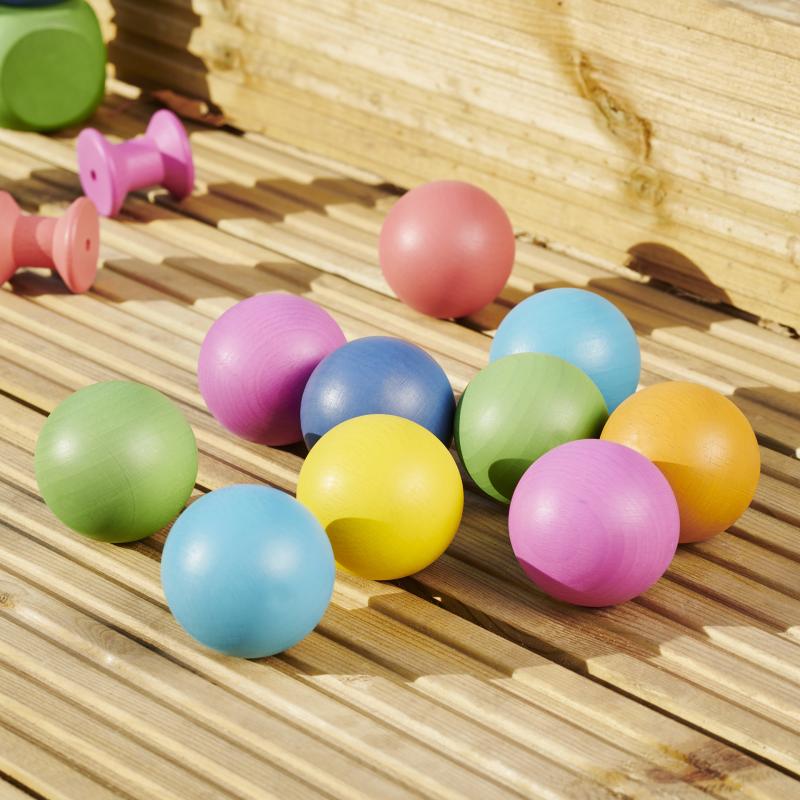 Rainbow Wooden Balls - Pk14, Learning SPACE